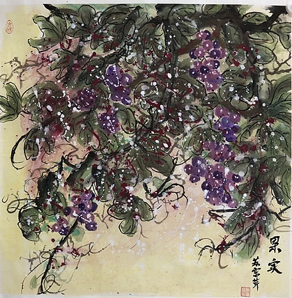 石齐弟子苏富芹 新彩墨 有合影