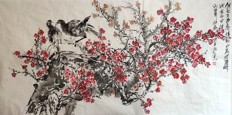 山西著名画家 范立志 花鸟作品 四尺 俏也不争春