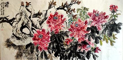 山西著名画家 范立志 花鸟作品 四尺群芳斗艳