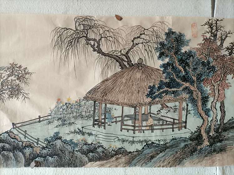 青年书画家 七汐 盆菊幽赏图