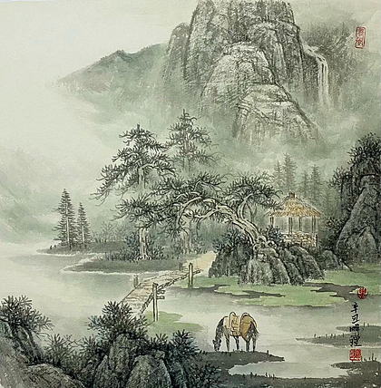 明理 四川省美术家协会会员 当代工笔画研究会会员 明山秀水 春夏秋冬之 《春》