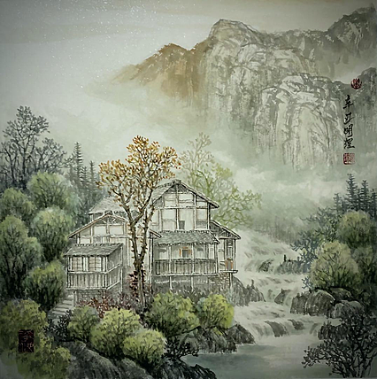 明理 四川省美术家协会会员 当代工笔画研究会会员 明山秀水 春夏秋冬之 《夏》