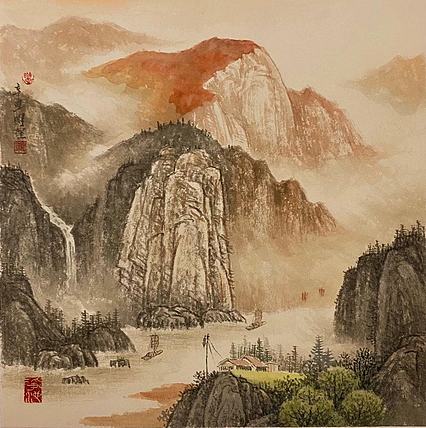 明理 四川省美术家协会会员 当代工笔画研究会会员  明山秀水 春夏秋冬之 《秋》