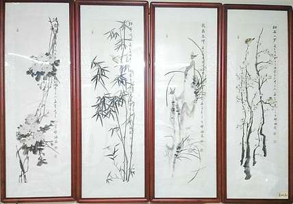 王丽萍 梅兰竹菊 四条屏