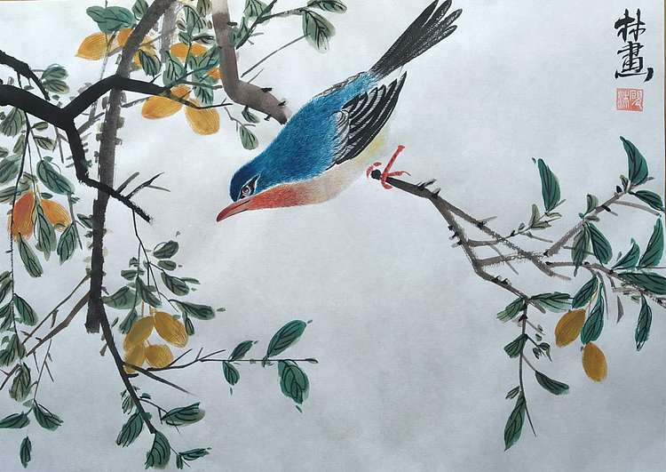 李林砚沐 当代实力派画家李林国画作品《林中景》