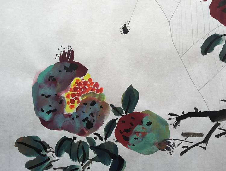 李林砚沐 当代实力派画家李林国画作品《喜从天降》
