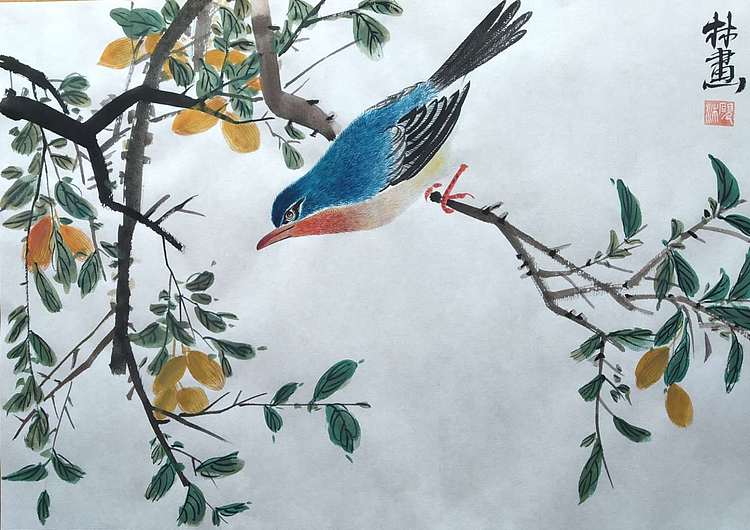 李林砚沐 当代实力派画家李林国画作品《林中景》