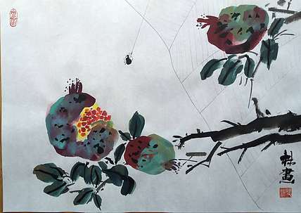 李林砚沐 当代实力派画家李林国画作品《喜从天降》