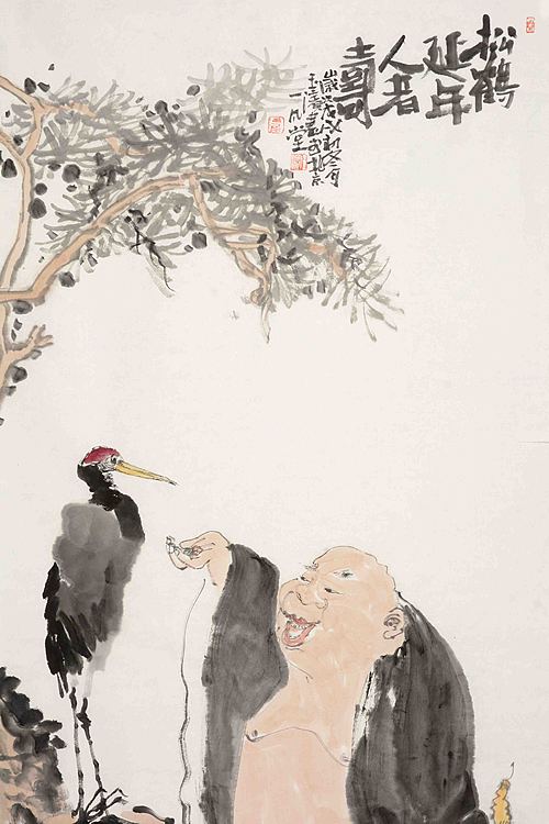 中国美术家协会会员   崔玉滨《松鹤延年人者寿》