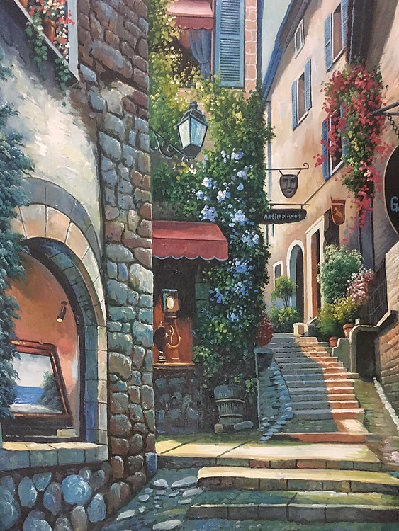 黄明灯手绘油画作品《阶梯》