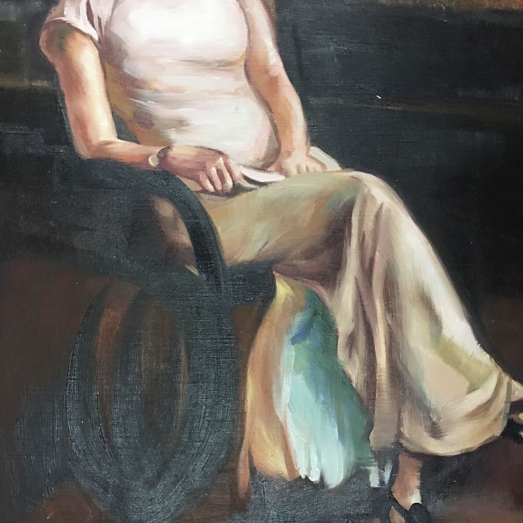 黄振能手绘油画作品《闲趣》