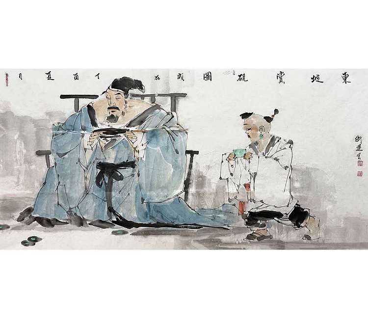 人物名家，石家庄市美协副主席，陈卫建《东坡赏砚图》
