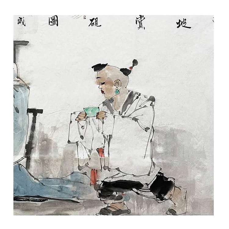 人物名家，石家庄市美协副主席，陈卫建《东坡赏砚图》