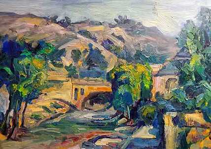 艺术家齐亮写生油画作品《陕北风景》