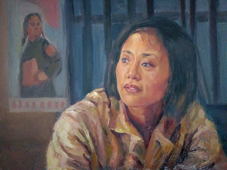艺术家齐亮写生油画作品《女知青》