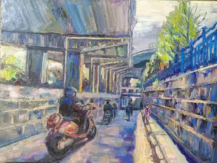 艺术家齐亮写生油画作品《经脉》