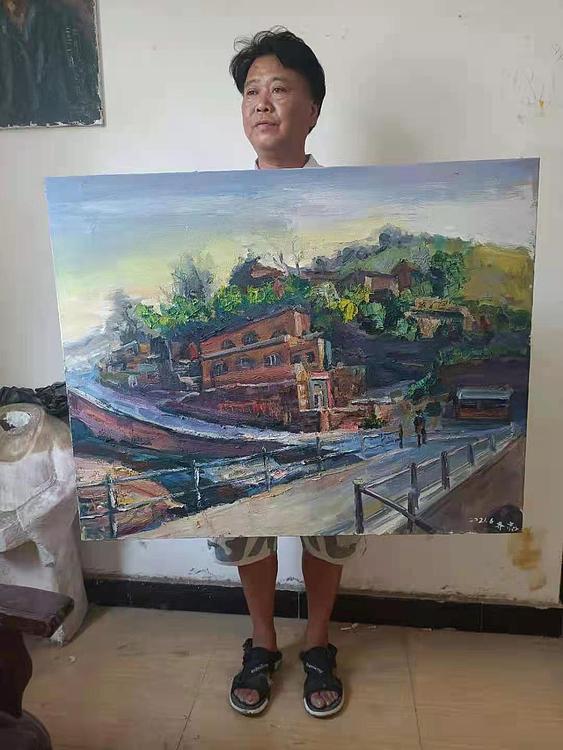 艺术家齐亮写生油画作品《陕北印象》