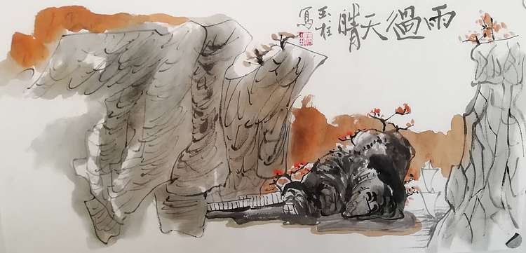 美术教师，赤峰画院青年潜力艺术家--张玉柱 雨过天晴