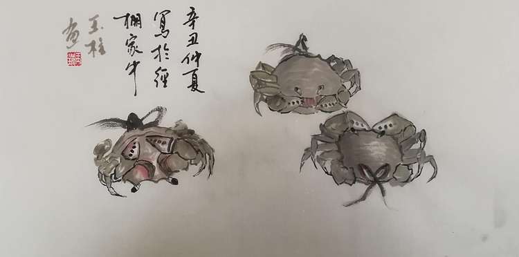 美术教师,赤峰画院青年潜力艺术家--张玉柱 三蟹图