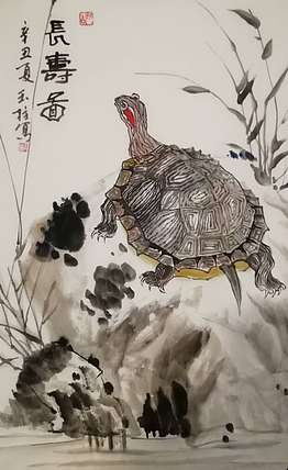 美术教师，赤峰画院青年潜力艺术家--张玉柱 长寿图