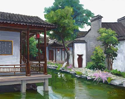 中美协名家 国家高级美术师 陈玉山《徽乡》（有合影）