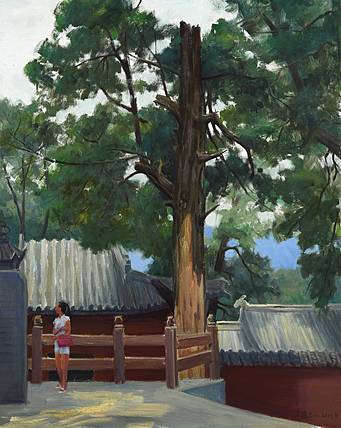 中美协会员、国家高级美术师 陈玉山《古寺》（有合影）