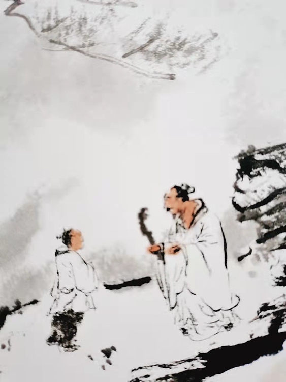 秦广宁 国画，松下问童子
