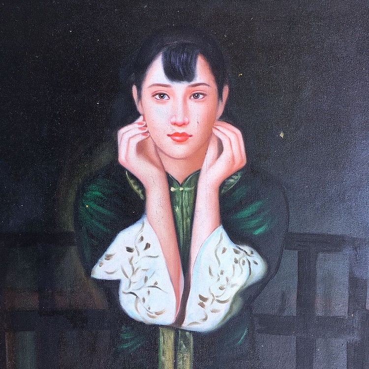 张嘉應手绘油画作品《端庄》