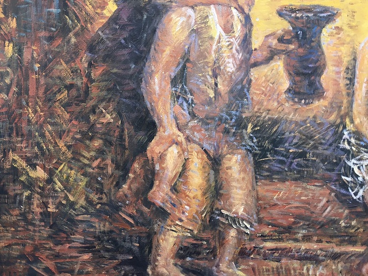 黄振能手绘油画作品《家》