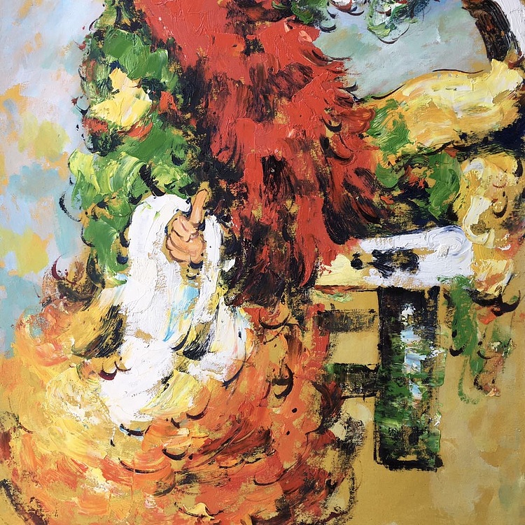 黄振能手绘油画作品《忠义》