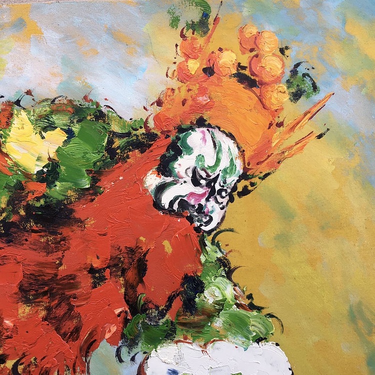 黄振能手绘油画作品《忠义》
