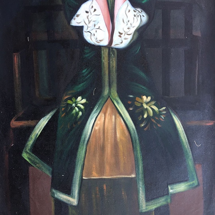 张嘉應手绘油画作品《端庄》