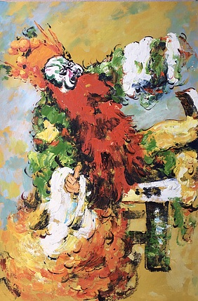 黄振能手绘油画作品《忠义》