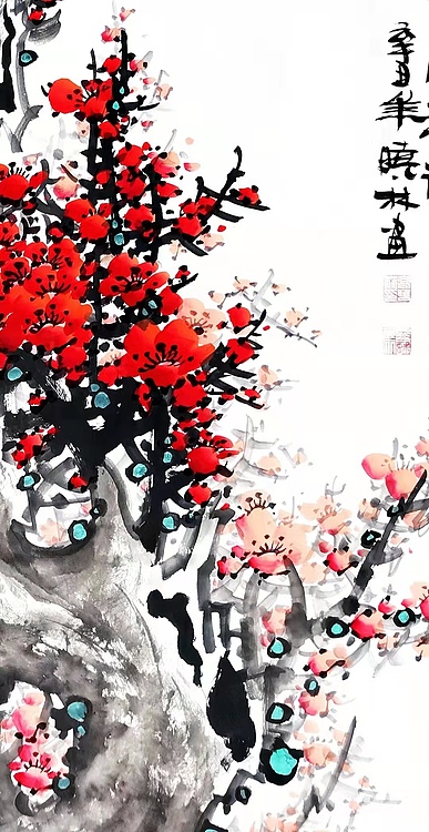 高晓林 （2420）国家一级美术师，江苏省美协会员，中堂玄关红梅图