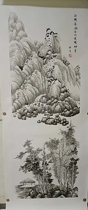 水墨山水，德州美协会员，平津印社会员
