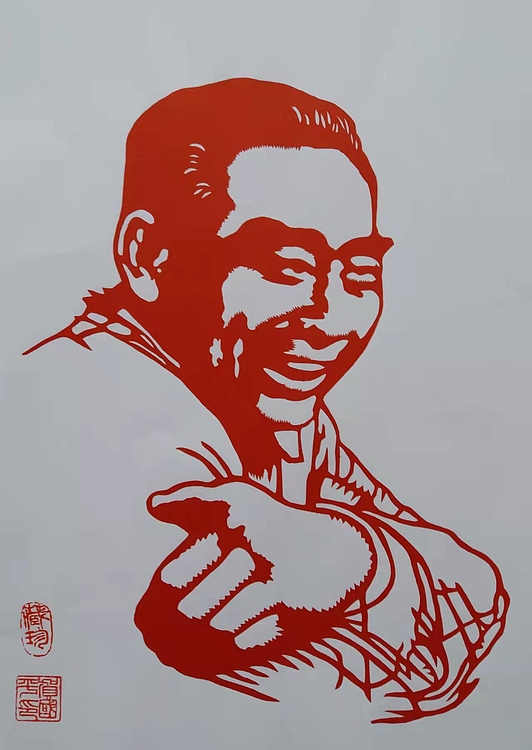 贺国平 纯手工剪纸（周总理）