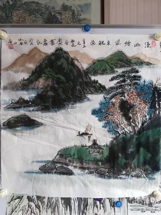 庞染 溪山烟岚共秋色