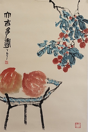 《大吉多寿》国家一级美术师中国美术家协会会员丁白丁 精品花鸟