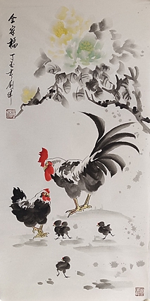 《全家福》  鲁中鹰王 刘峰 花鸟精品