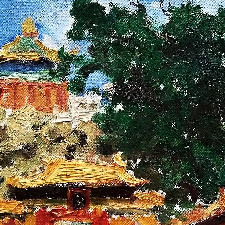 胡冰 原创油画作品《故宫后园》