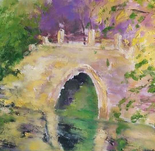 胡冰 原创油画作品《公园风景》