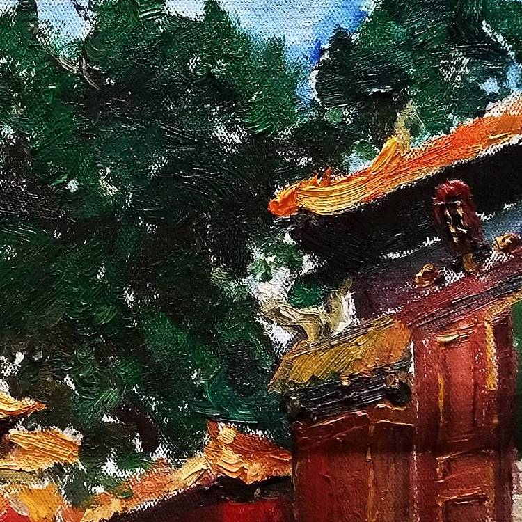 胡冰 原创油画作品《故宫后园》
