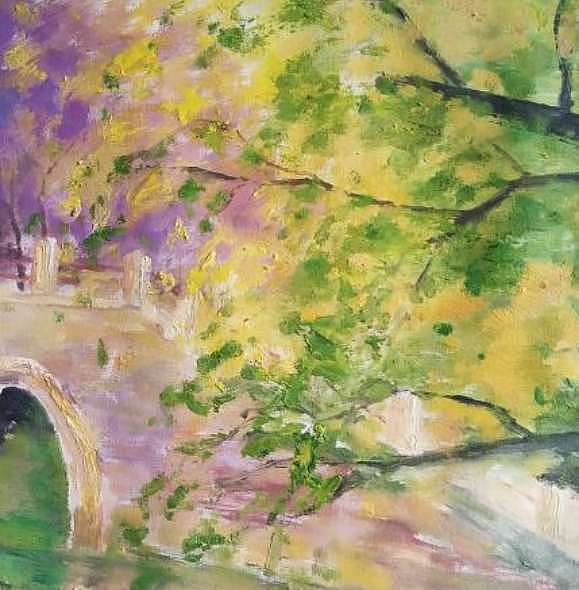 胡冰 原创油画作品《公园风景》