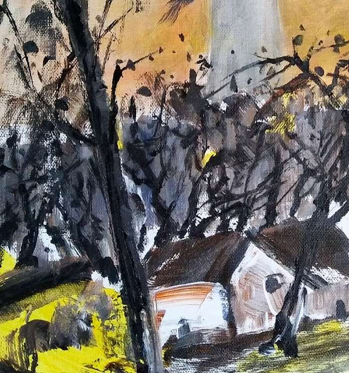胡冰 原创油画作品《北京.冬》