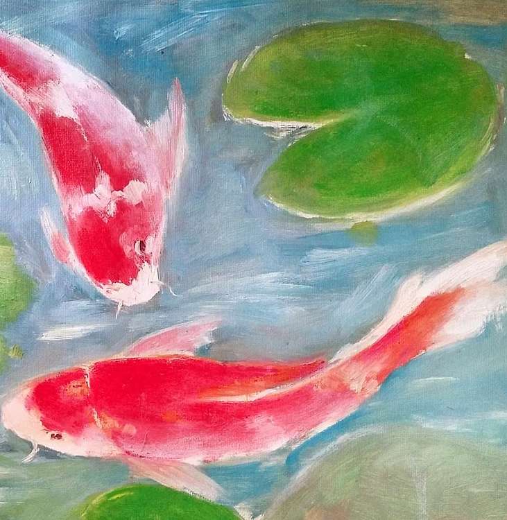 胡冰 原创油画作品《鱼儿》