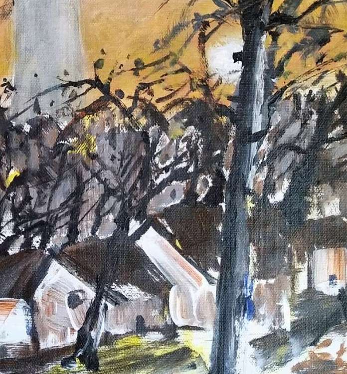 胡冰 原创油画作品《北京.冬》