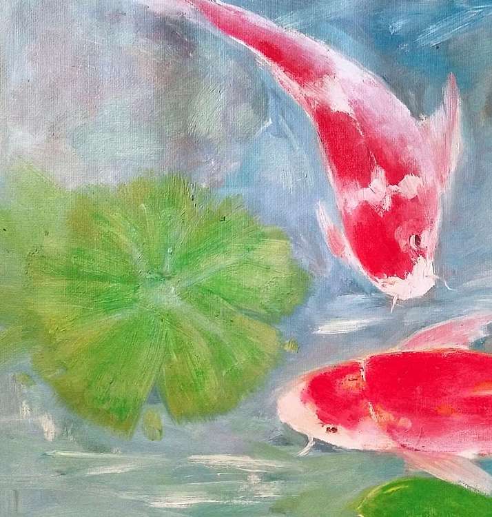 胡冰 原创油画作品《鱼儿》