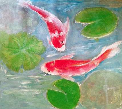 胡冰 原创油画作品《鱼儿》