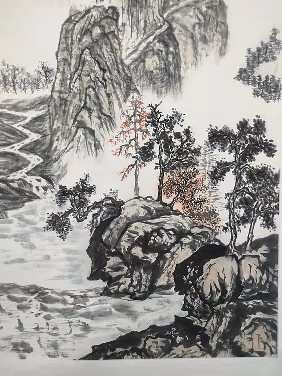 刘延军 国画秋望图