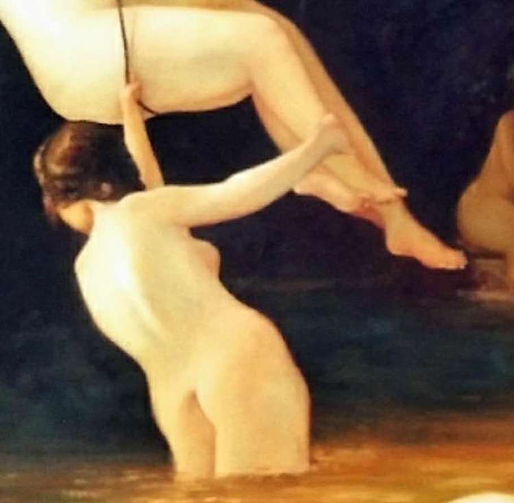 岳志敏 纯手绘油画作品《大师笔下的浴女图》
